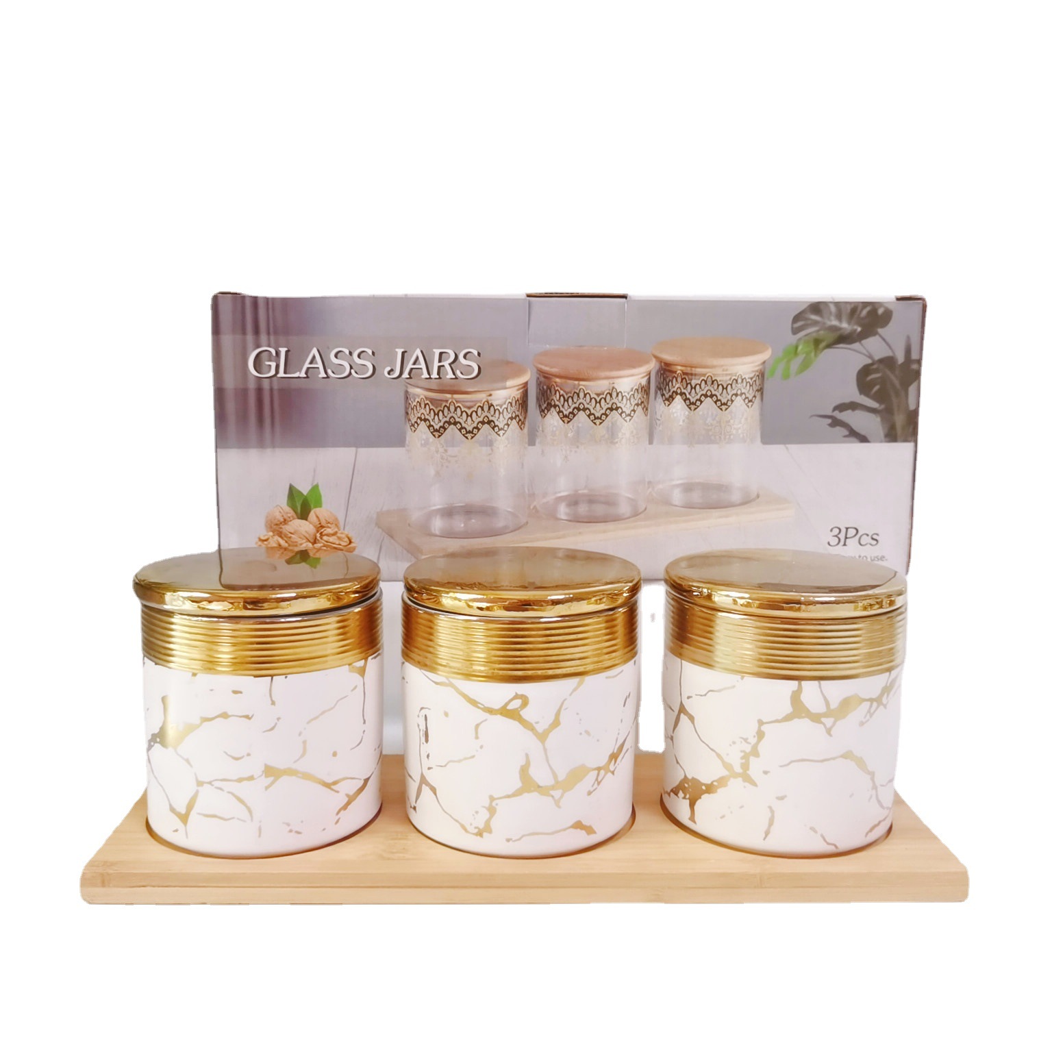 Tarro sellado de galvanoplastia transfronteriza tarro de condimento de cerámica mate Tarro de almacenamiento de cocina tarro de azúcar tarro de té de café traje