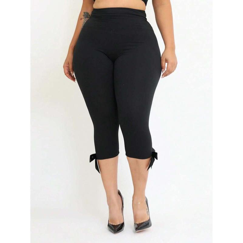 E7952 Dropshipping Aliexpress Amazon Cross-Border New Women's Playful Capri Pants Elastic Waist Knee