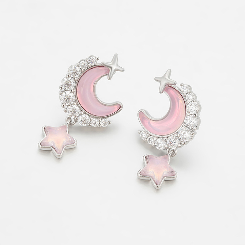 Xuping Mocha Stone Star Moon Earplugs simple inwind temperamento suave pendientes de moda pendientes de bordilla al por mayor