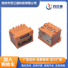 USB连接器 USB2.0A公+TYPE-C二合一 90度插板A+C双层插板 华为88W