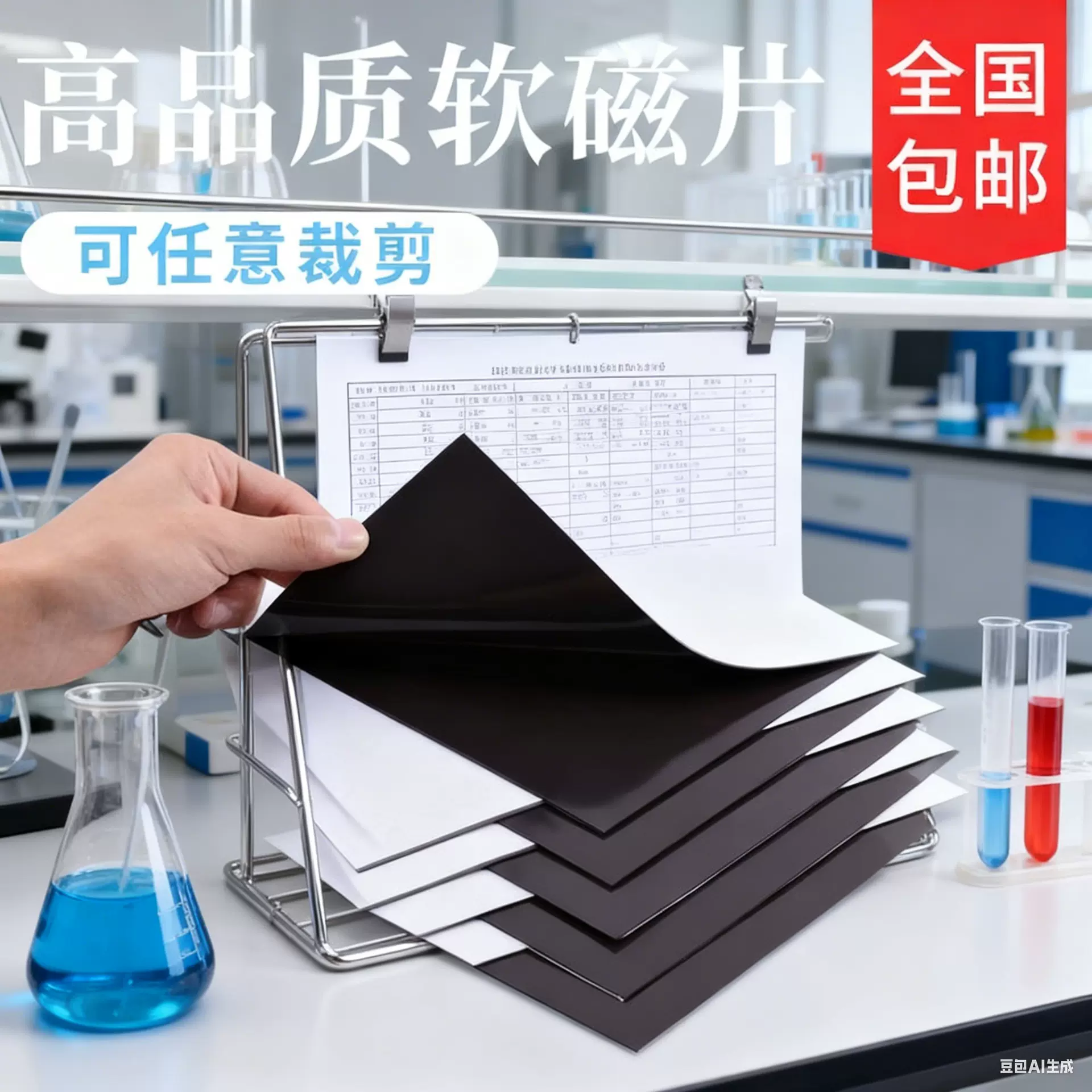 教学教具A4软磁片吸铁石磁力贴橡胶磁铁贴片黑板磁性贴带强力背胶