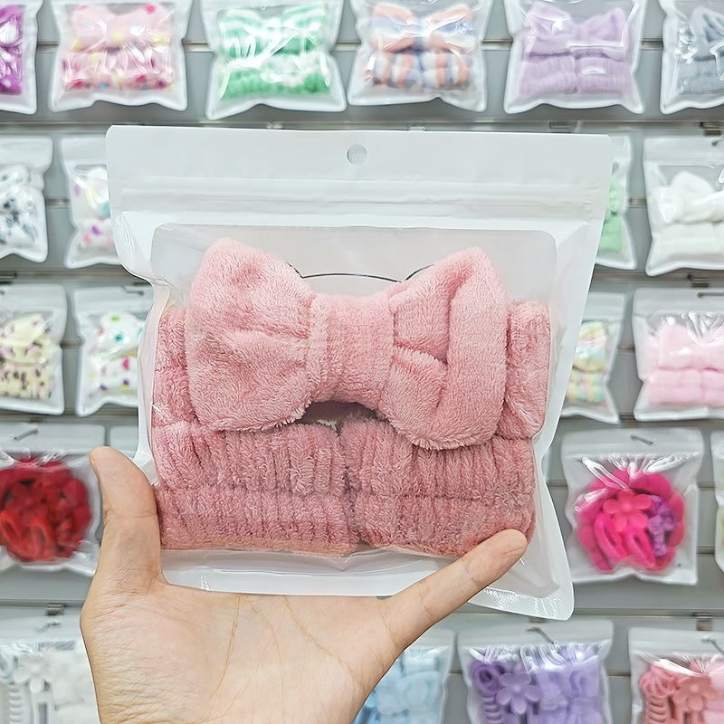 纯色蝴蝶结束发带三件套洗脸手腕带女专用头带防湿洗漱豹纹发箍圈|undefined