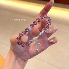 天然紫水晶浅紫色氷種収蔵級ブラジル紫手串上陸輸送甘いブレスレットデザイン