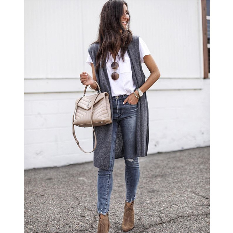 232g Weight Vest Outerwear Type Sleeveless Sleeve Length Placket Placket Type Polyester Fabric Type Women'S Streetwear Solid Color Placket Vest Vest