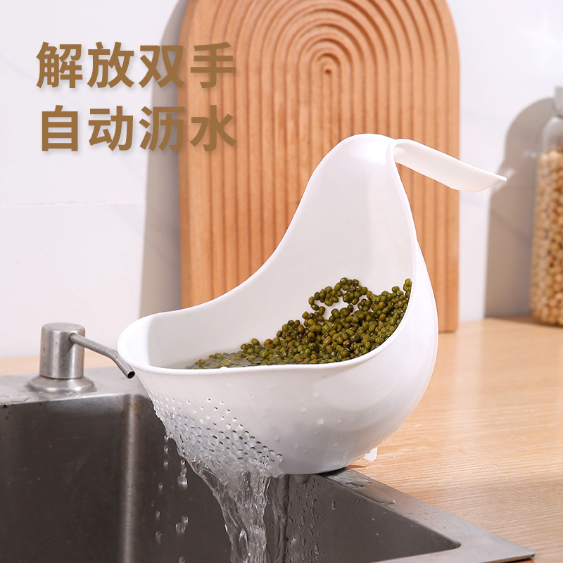 Cesta de escurrido grueso de cisne Cesta de lavado de arroz Cesta de lavado de verduras de cocina de filtro de agua para el hogar Cesta de verduras de inmersión en la sala de estar Plato de cocina