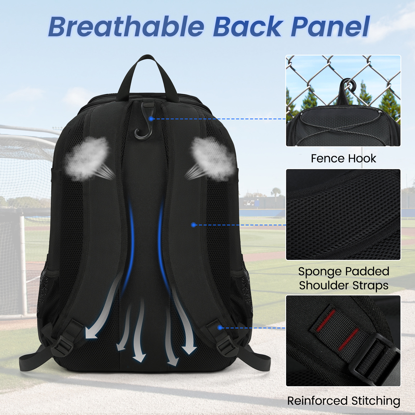 IGOLUMON bolso de béisbol impermeable de gran capacidad mochila deportiva para hombre con compartimento independiente para zapatos