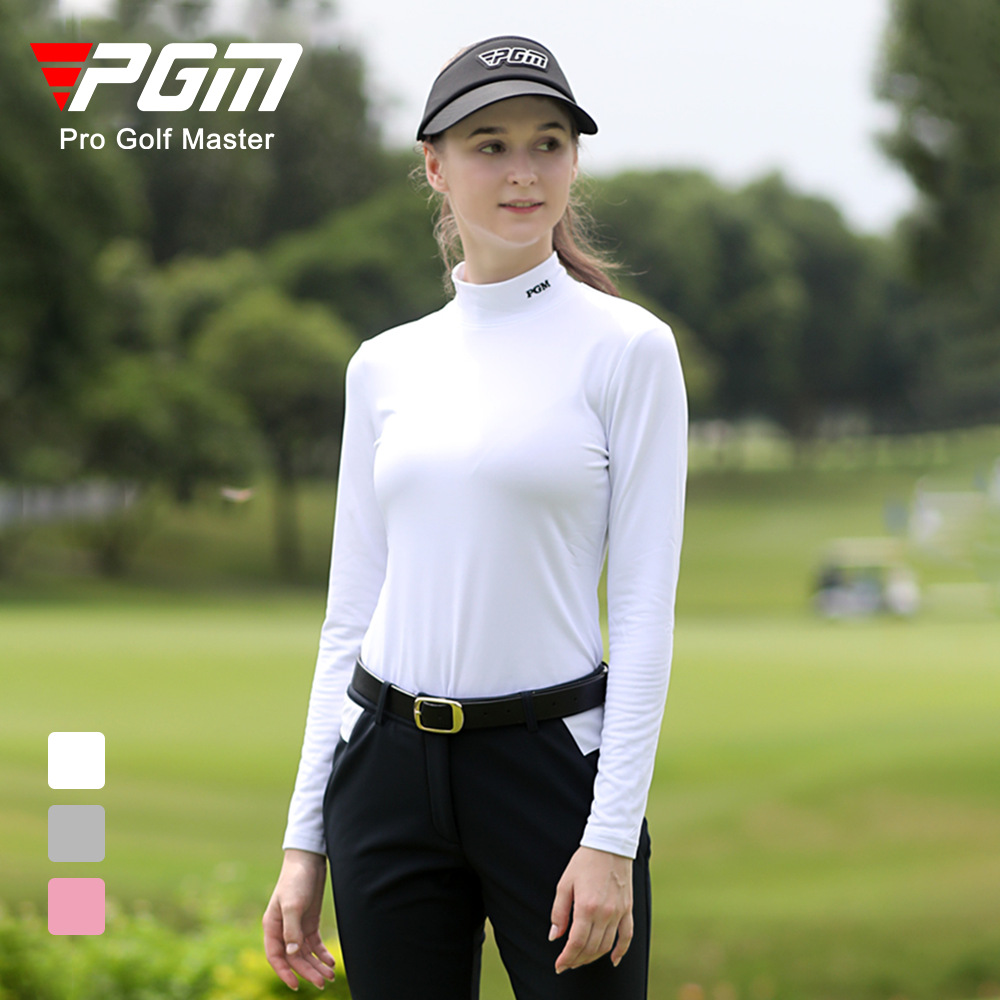 Áo thun dài tay golf nữ PGM mỏng ấm thu đông — YF389 màu hồng, YF389 màu trắng, YF389 màu xám