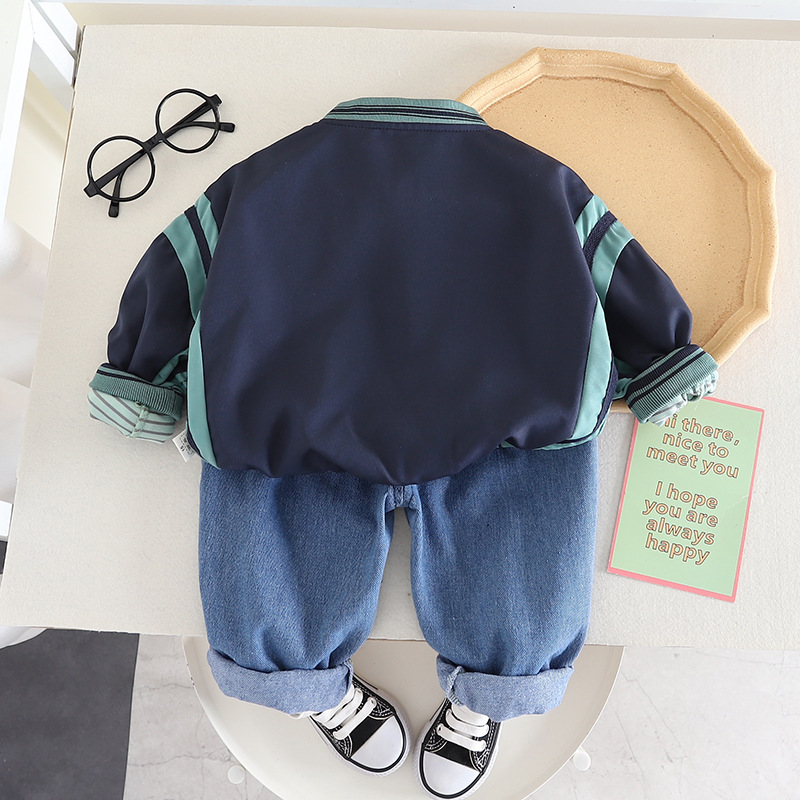 2024 Spring New Boys' Baseball Suit Three piece for Men and Women's Baby Casual Round Neck Sweater Set_voghion.com