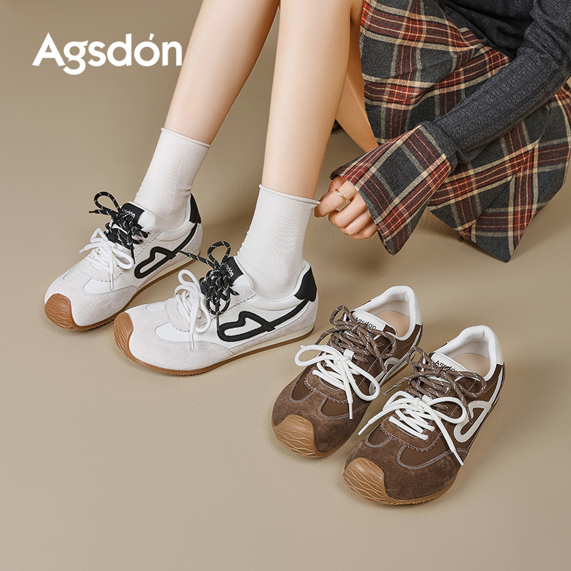 Augu Shi Deng marrón zapatos de entrenamiento para mujeres 2025 nuevo otoño invierno grueso zapatos de skate retro ballet Gump zapatos deportivos