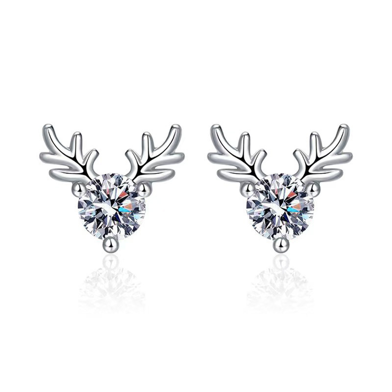 E19 antler stud earrings [white diamond 50 points]