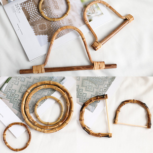 Bamboo and Rattan Hand-Held DIY Handmade Bag Handle Accessories D-Shaped Bamboo Handle Bamboo Ring Bag Handle