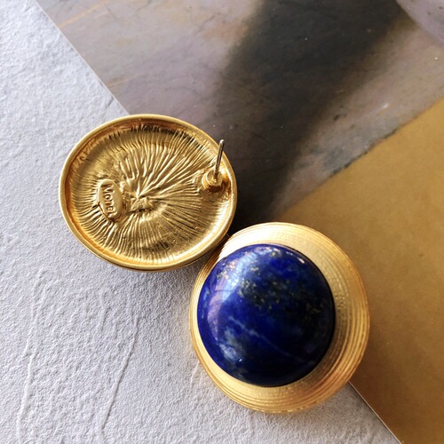 Overseas goods French romantic silver needle earrings electroplated real gold stone gemstone enamel glaze second-hand earrings earrings