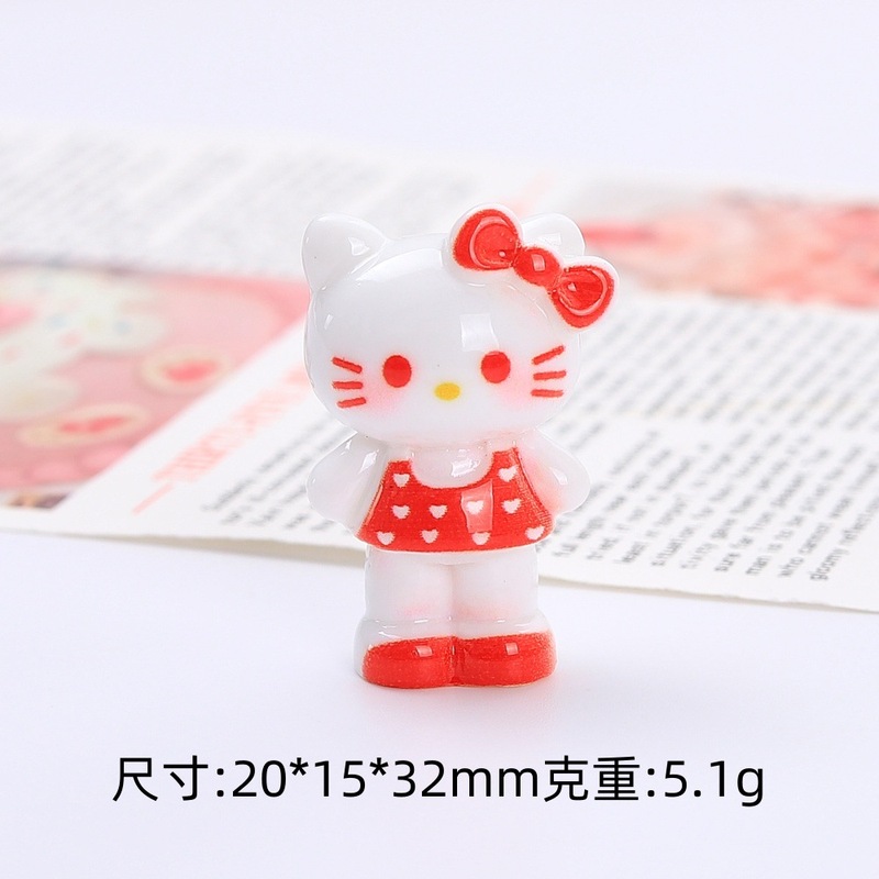 立体波点裙小猫卡通手工diy自制饰品配件奶油胶树脂小配件材料包|undefined