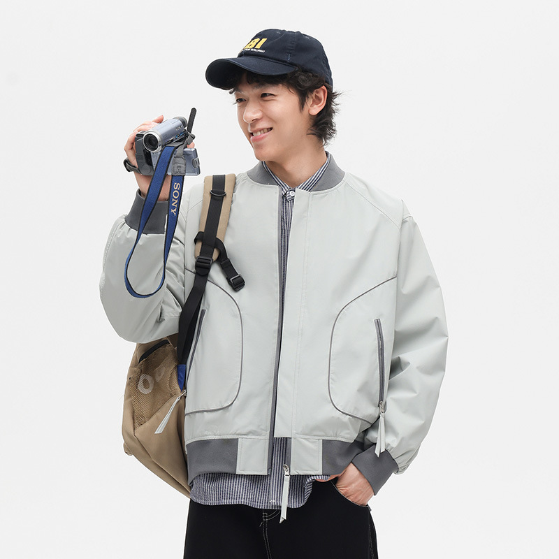 American High Street Style Bomber Jacket for Men, New Autumn Fashion, Trendy Versatile High-End Baseball Jacket American High Street Style Bomber Jacket for Men, New Autumn Fashion, Trendy Versatile High-End Baseball Jacket