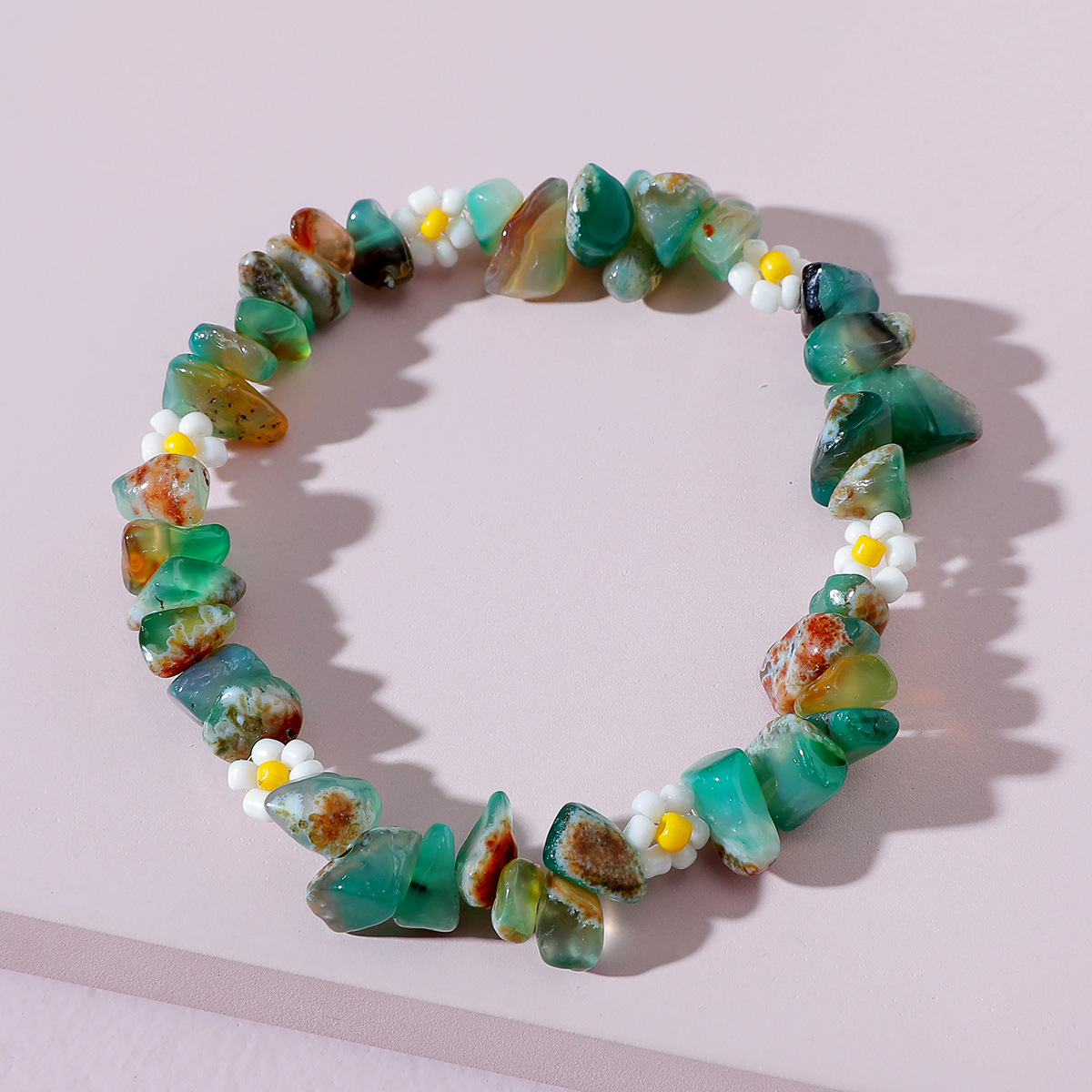 Stone Gravel Rice Bead Braided Flower Bohemian Style Bracelet wholesale jewelry Nihaojewelry