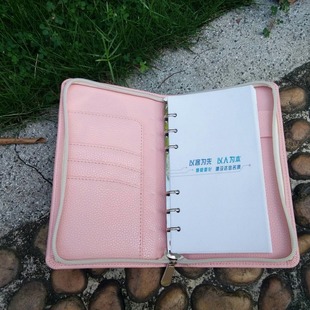a6 zipper loose-leaf notepad manufacturer cowhide zipper handbag pink loose-leaf notebook shell cover