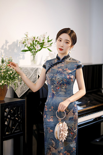 Women Chinese dresses Qipao Dresses stand collar retro performance Qipao Dresses 