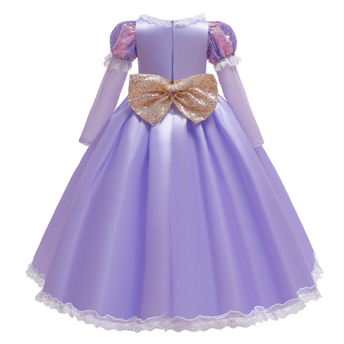 Halloween Princess long dress for girls, Christmas long-sleeved formal dress cosplay costume, role-playing outfit