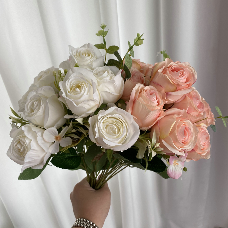 Tissu enduit 11 fourchette Milan rose mariage mariée bouquet Nordic ins décoration de la maison simulation Rose