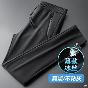 High-End Non-Stick Gray Men's Pants Spring Casual Pants Men's Loose Straight Summer Quick-Drying Men's Ice Silk Sports Pants 35