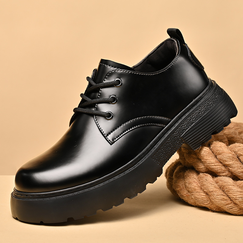 Zapatos de hombre 2024 nuevos zapatos de cuero negro Martin zapatos de cuero casuales británicos de alto nivel bajos zapatos de moda