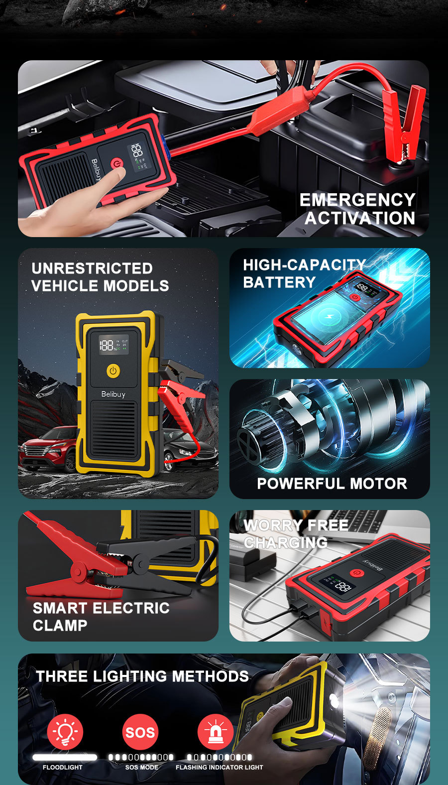 Cross-border portable multifunctional car emergency power supply for battery rescue and outdoor vehicle battery assistance