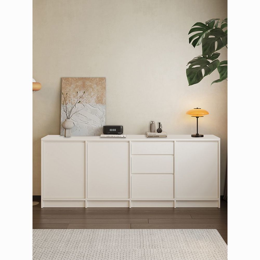 Pure White Sideboard Cream Style Household Tea Cabinet Kitchen Cabinet Wall Integrated New Living Room Storage Cabinet Side Cabinet