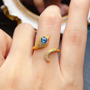 New natural Topaz ring S925 silver inlaid main stone 4*4mm Joker net red explosions women's jewelry wholesale