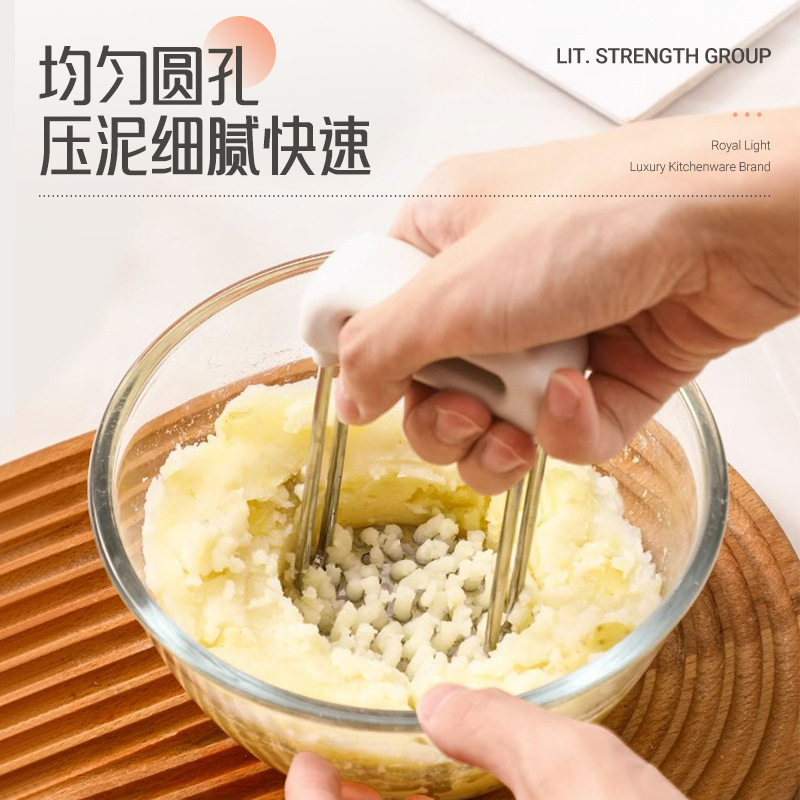 Presión de puré de papas de acero inoxidable 304, artefacto de puré de papas para el hogar, suplemento alimenticio para bebés, cuchara de puré, triturador de puré