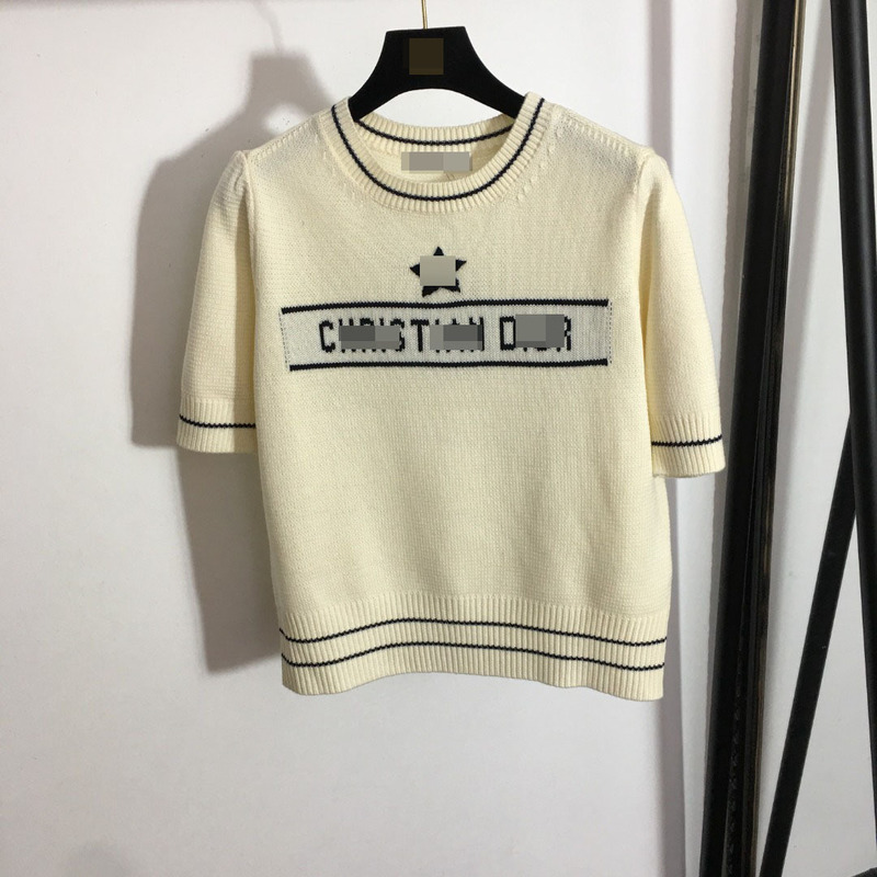 2025 New Popular D's Five-Pointed Star Logo Letter Jacquard Wool Blend Versatile Work Clothing Short-Sleeved Knitwear 2025 New Popular D's Five-Pointed Star Logo Letter Jacquard Wool Blend Versatile Work Clothing Short-Sleeved Knitwear