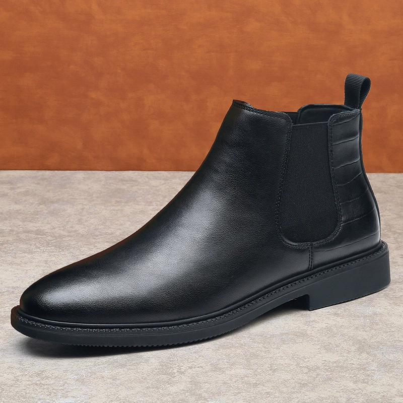 Мужские ботинки челси, зима 2025, новые высокие ботинки на флисовой подкладке, мужские хлопковые ботинки, корейский стиль, универсальные короткие ботинки, модные