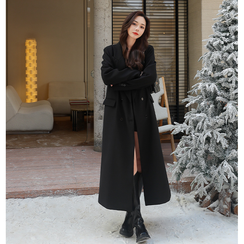 Winter New Plus Size Women's Long Suit Windbreaker Jacket Fat mm 200 Pounds British Style Cotton Outwear Aa029