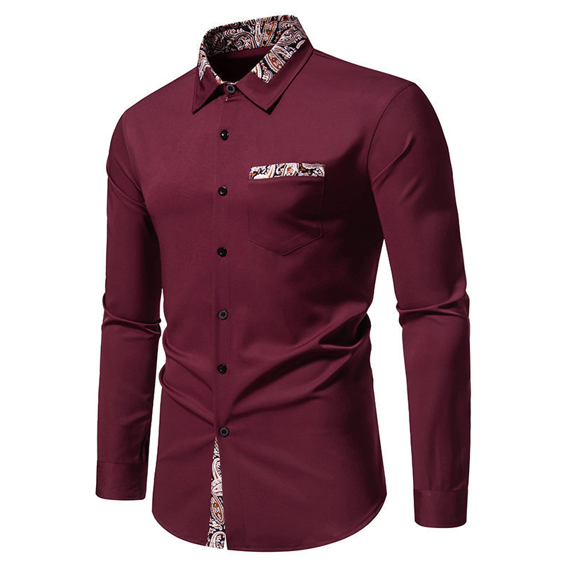 2024 Spring New European Size Men's Fashion Triangle Neck Cashew Flower Colored Long sleeved Shirt for Men_vogarts.com