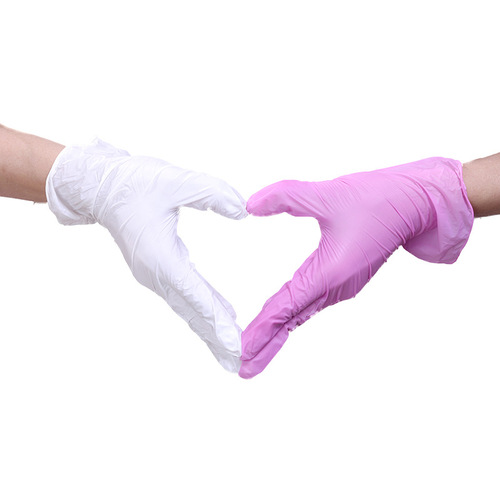 Black, Blue, White, and Pink Nitrile PVC Disposable Gloves for Beauty Workshops, Oil-Resistant Composite Nitrile Gloves
