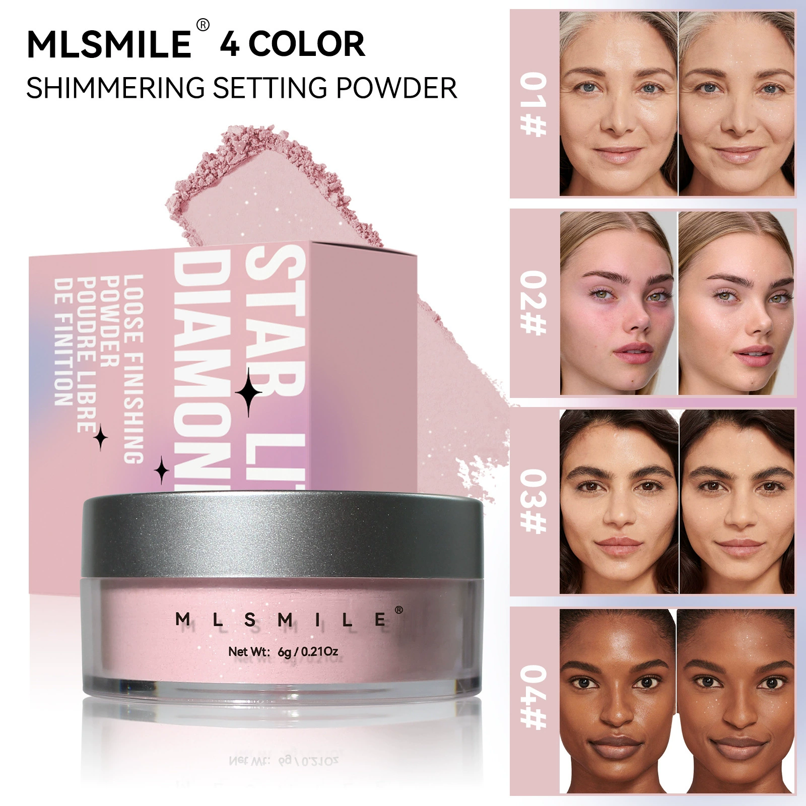 Трансграничная эксклюзивная поставка с пуховкой, перламутровой рассыпкой пудрой, легким и натуральным макияжем, хайлайтером, осветляющим, консилером, контрольной жирной пудрой.