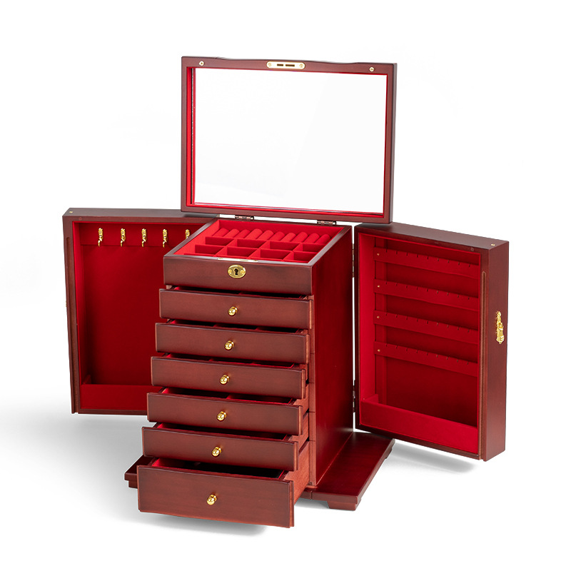 Capacious burgundy lock from natural wood