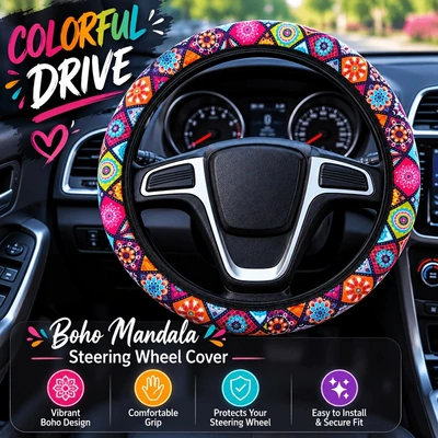 Elastic Printed Steering Wheel Cover Without Inner Ring, Specially Designed for Aliexpress, Amazon, Temu, Cross-Border Foreign Trade, New Model