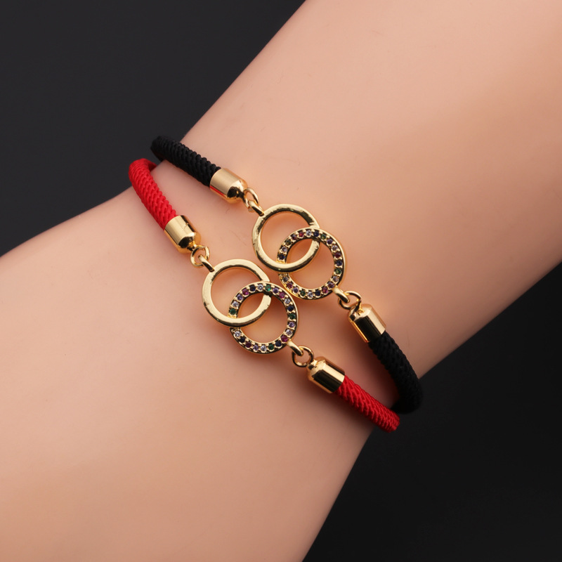 Copper Zircon Geometry Bracelet Fashion Tree of Life Star Aircraft Bracelet Wholesale