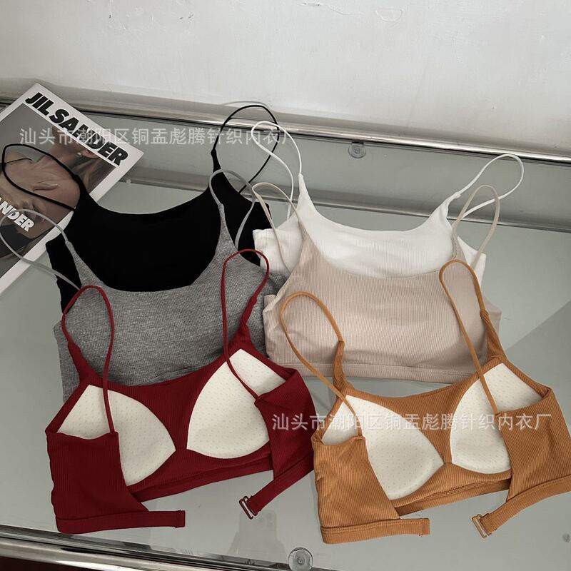 LaTeX fixed coaster small sling hot girl wrapped chest thread cotton back single row buckle beauty back backless tube top without steel ring