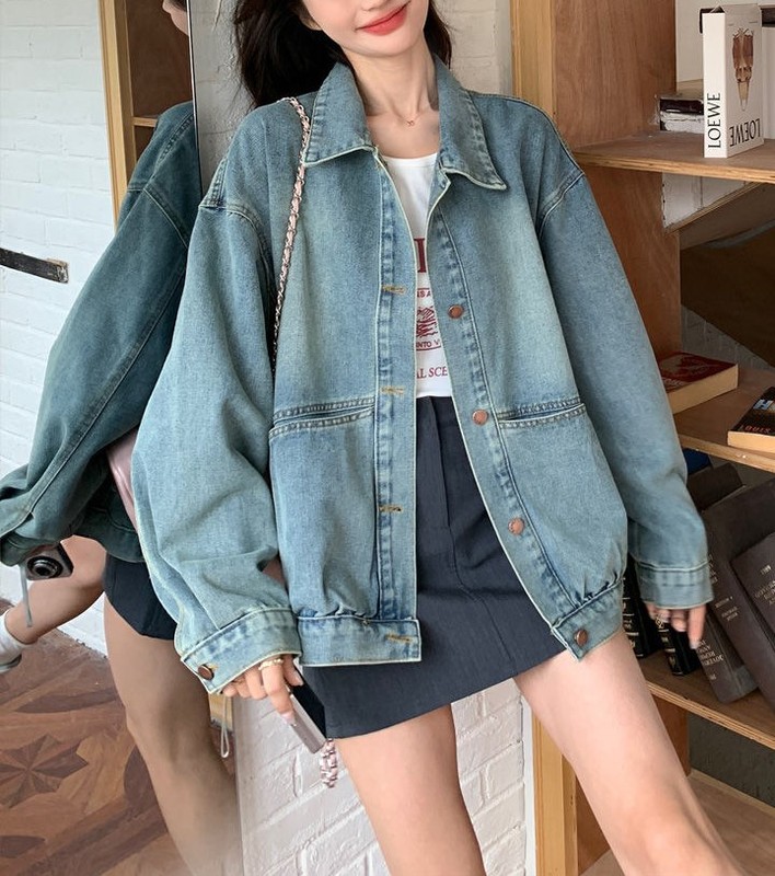 复古牛仔外套女2025春秋新款韩版慵懒风小个子宽松休闲夹克短上衣|undefined