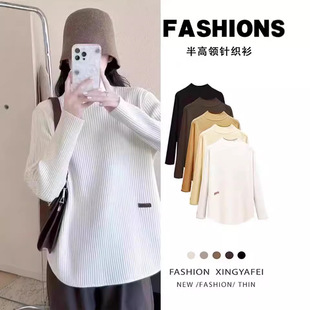 Pregnant Women's Base Shirt Autumn and Winter Inner Wear Small Half Turtleneck Sweater Winter Breastfeeding Knitted Long-sleeved Top Autumn