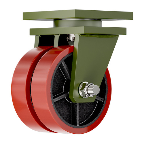 Mixiang double row iron core universal wheel 6/8/10/12 inch nylon PU polyurethane load capacity 3/5 tons double wheel caster