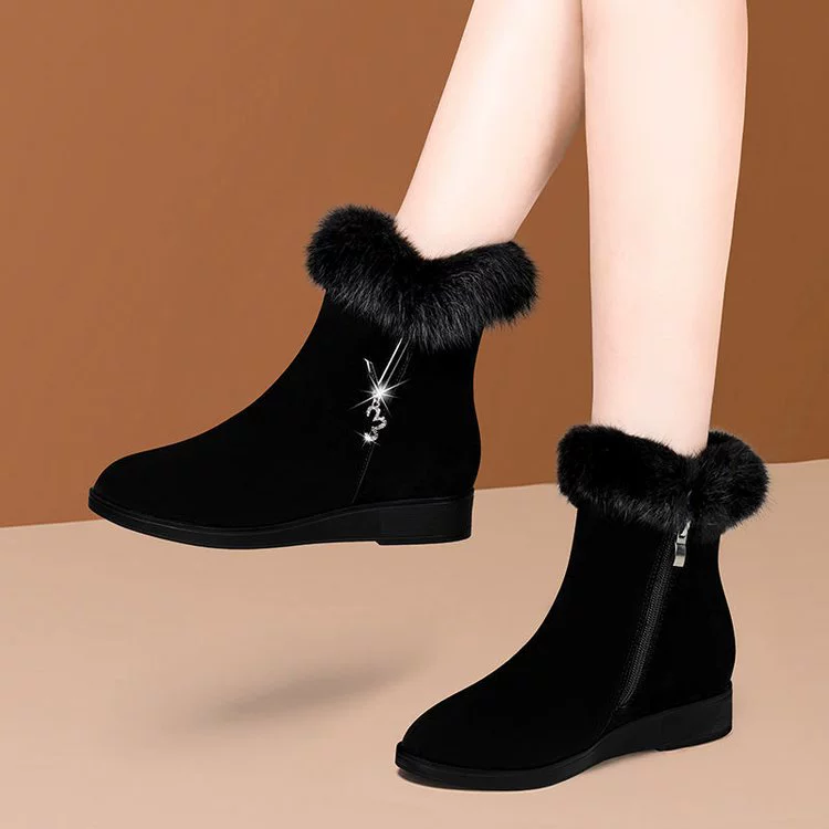 Demi-season fleece keep warm low boots, plus size