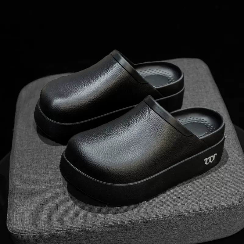 厚底包头半拖鞋女春夏外穿2025新款休闲百搭高级感小个子增高潮鞋