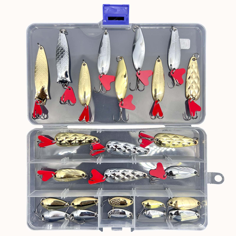 35 piezas Luya cebo lentejuelas traje de agua dulce agua de mar universal falso cebo rebordear bajo negro pescado especial matar traje de placa de hierro