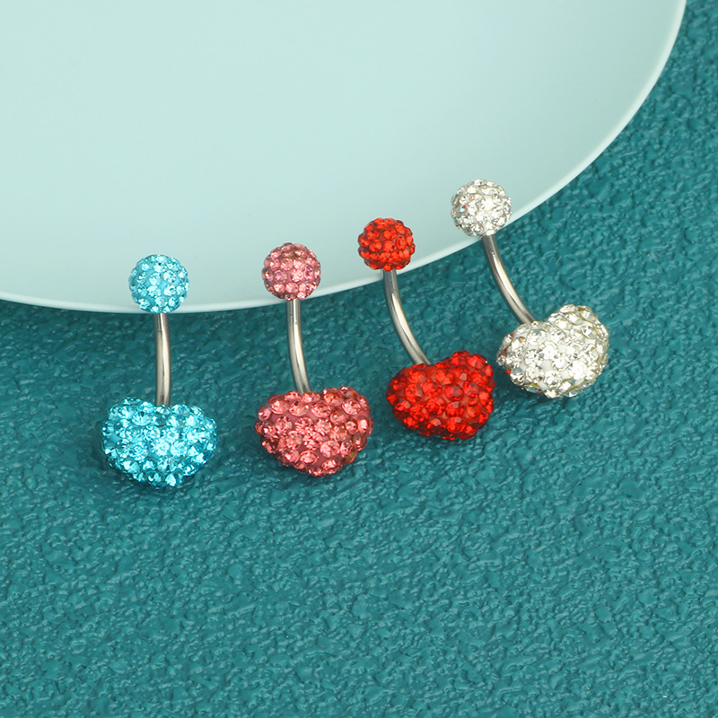 Shambhala Full Diamond Heart Belly Button Ring - 316L Surgical Steel Belly Piercing Jewelry for Women detail image 6