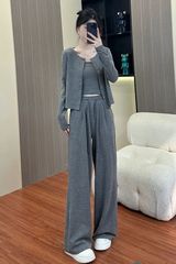 女装搭配一整套穿搭秋季新款时尚运动休闲慵懒风糯米套装三件套装