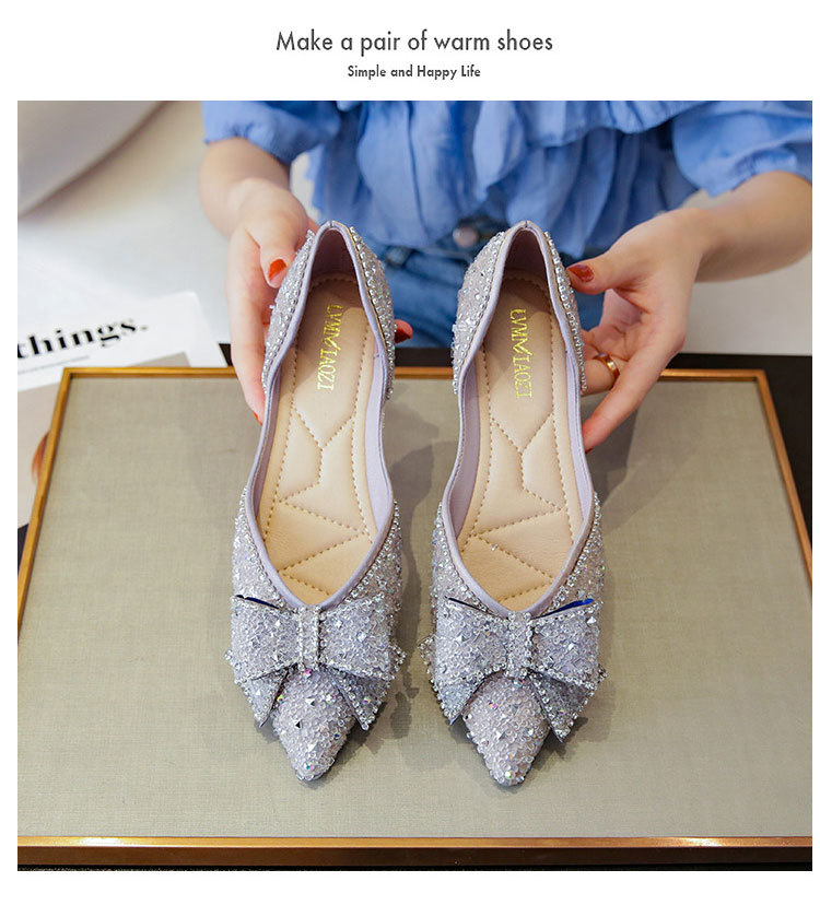 Women's Elegant Solid Color Rhinestone Bowknot Point Toe Casual Shoes display picture 12