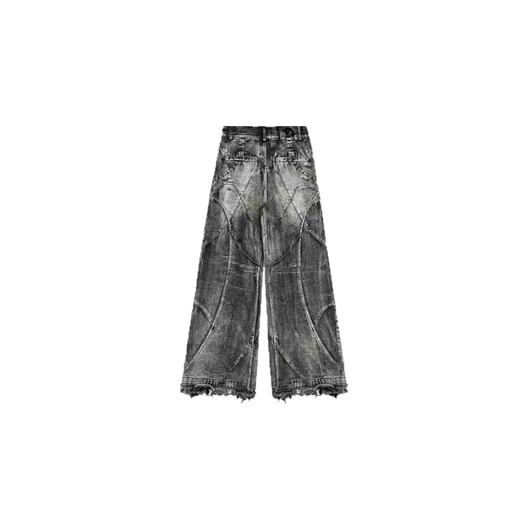 Gothic High-Waist Wide-Leg Trousers For Men Dark Trendy Retro Washed Loose Long Pants For American Street Style_mkmklike.com