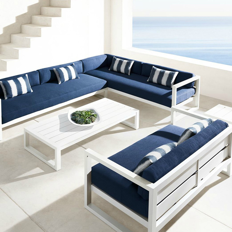 Sofá al aire libre esquina patio al aire libre jardín terraza casa modelo simple silla china impermeable sol muebles de aleación de aluminio